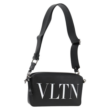 VALENTINO Shoulder Bag Leather Black Silver Auth nb493M