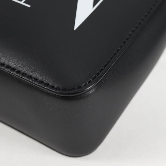 VALENTINO Shoulder Bag Leather Black Silver Auth nb493M