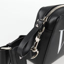 VALENTINO Shoulder Bag Leather Black Silver Auth nb493M-11