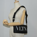 VALENTINO Shoulder Bag Leather Black Silver Auth nb493M-21