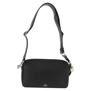 VALENTINO Shoulder Bag Leather Black Silver Auth nb493M - 0