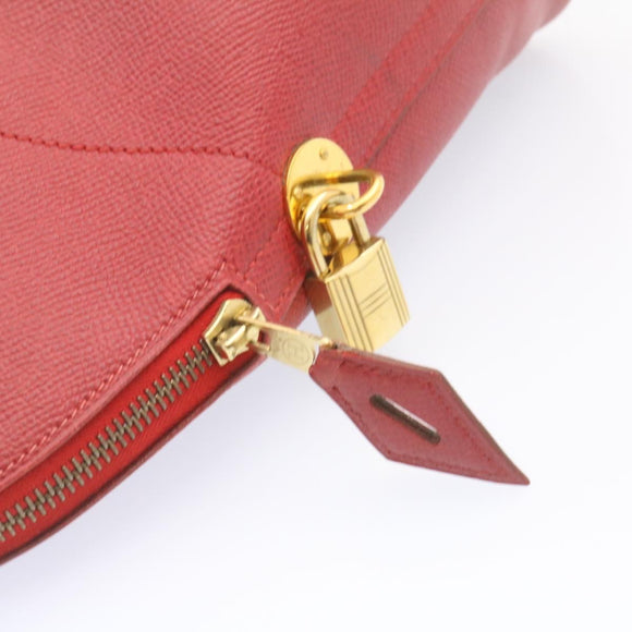HERMES Bolide 37 Hand Bag Leather Red Auth nh122SA