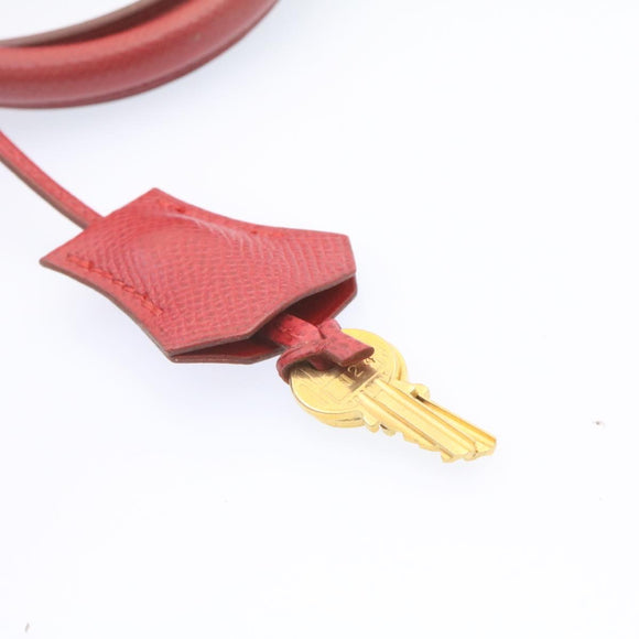 HERMES Bolide 37 Hand Bag Leather Red Auth nh122SA