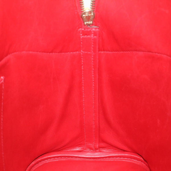 HERMES Bolide 37 Hand Bag Leather Red Auth nh122SA