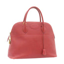 HERMES Bolide 37 Hand Bag Leather Red Auth nh122SA-1