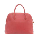 HERMES Bolide 37 Hand Bag Leather Red Auth nh122SA-2
