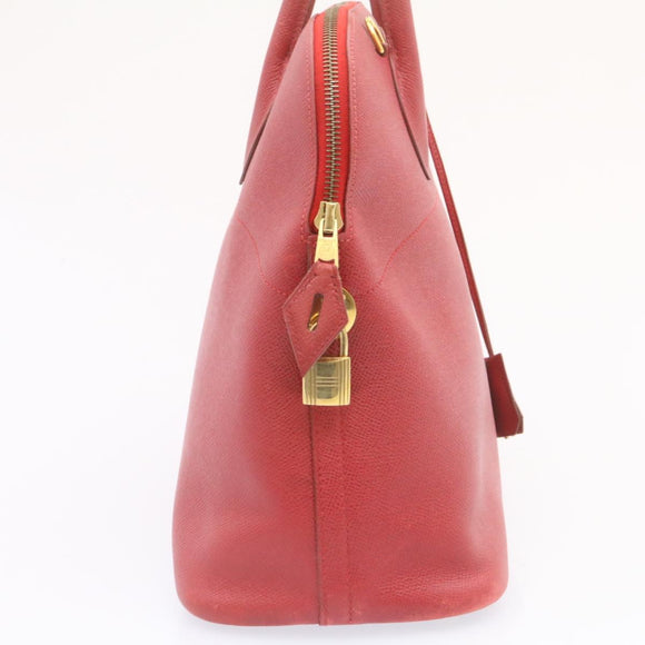 HERMES Bolide 37 Hand Bag Leather Red Auth nh122SA