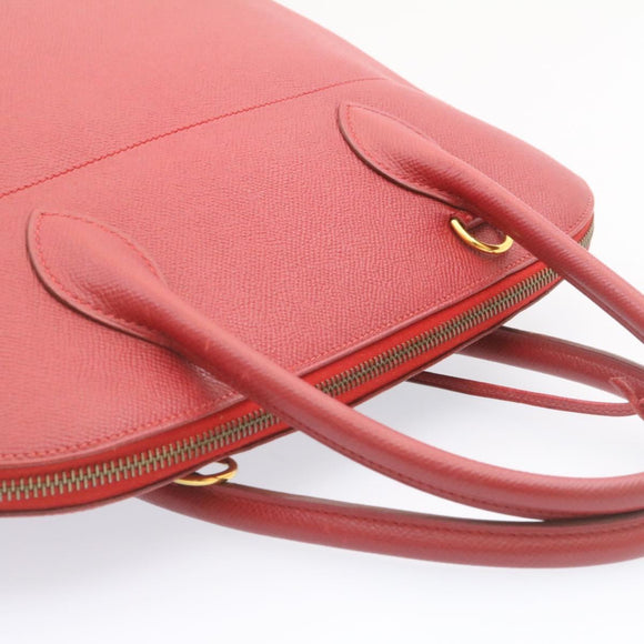 HERMES Bolide 37 Hand Bag Leather Red Auth nh122SA