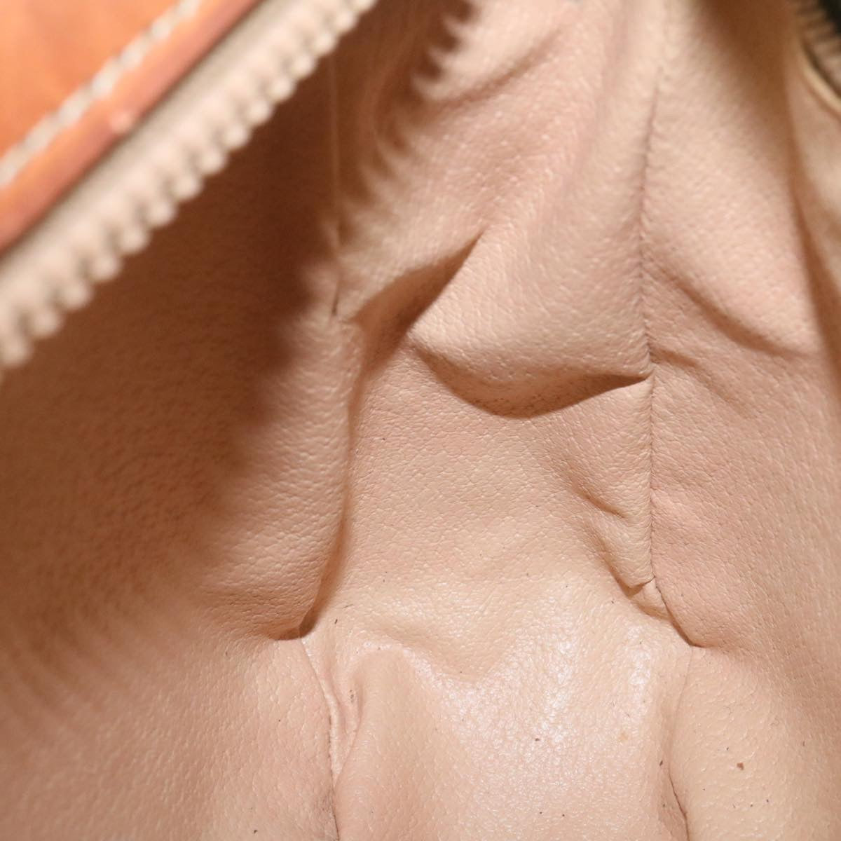 CELINE Macadam Canvas Shoulder Bag PVC Leather Beige Auth 34678