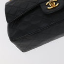 CHANEL Chain Matelasse 25 Shoulder Bag Lamb Skin Black Gold CC Auth PP032AV-15