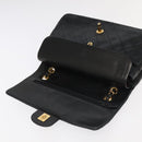 CHANEL Chain Matelasse 25 Shoulder Bag Lamb Skin Black Gold CC Auth PP032AV-9