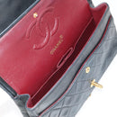 CHANEL Chain Matelasse 25 Shoulder Bag Lamb Skin Black Gold CC Auth PP032AV-21