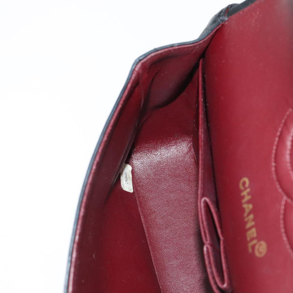 CHANEL Chain Matelasse 25 Shoulder Bag Lamb Skin Black Gold CC Auth PP032AV