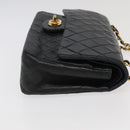 CHANEL Chain Matelasse 25 Shoulder Bag Lamb Skin Black Gold CC Auth PP032AV-3