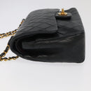 CHANEL Chain Matelasse 25 Shoulder Bag Lamb Skin Black Gold CC Auth PP032AV-4