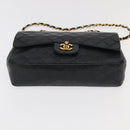 CHANEL Chain Matelasse 25 Shoulder Bag Lamb Skin Black Gold CC Auth PP032AV-5
