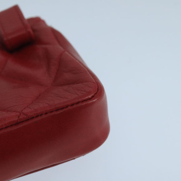 CHANEL Matelasse Waist bag Lamb Skin Red Gold CC Auth PP033