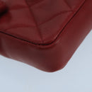 CHANEL Matelasse Waist bag Lamb Skin Red Gold CC Auth PP033-16