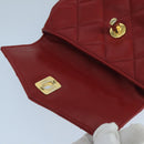 CHANEL Matelasse Waist bag Lamb Skin Red Gold CC Auth PP033-9