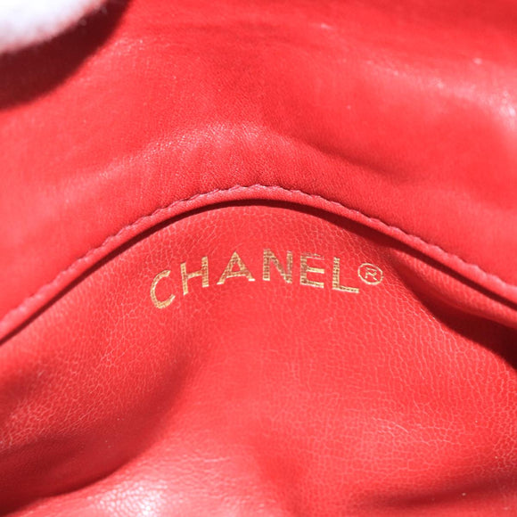 CHANEL Matelasse Waist bag Lamb Skin Red Gold CC Auth PP033