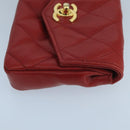CHANEL Matelasse Waist bag Lamb Skin Red Gold CC Auth PP033-3