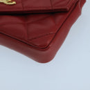 CHANEL Matelasse Waist bag Lamb Skin Red Gold CC Auth PP033-7