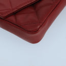 CHANEL Matelasse Waist bag Lamb Skin Red Gold CC Auth PP033-14