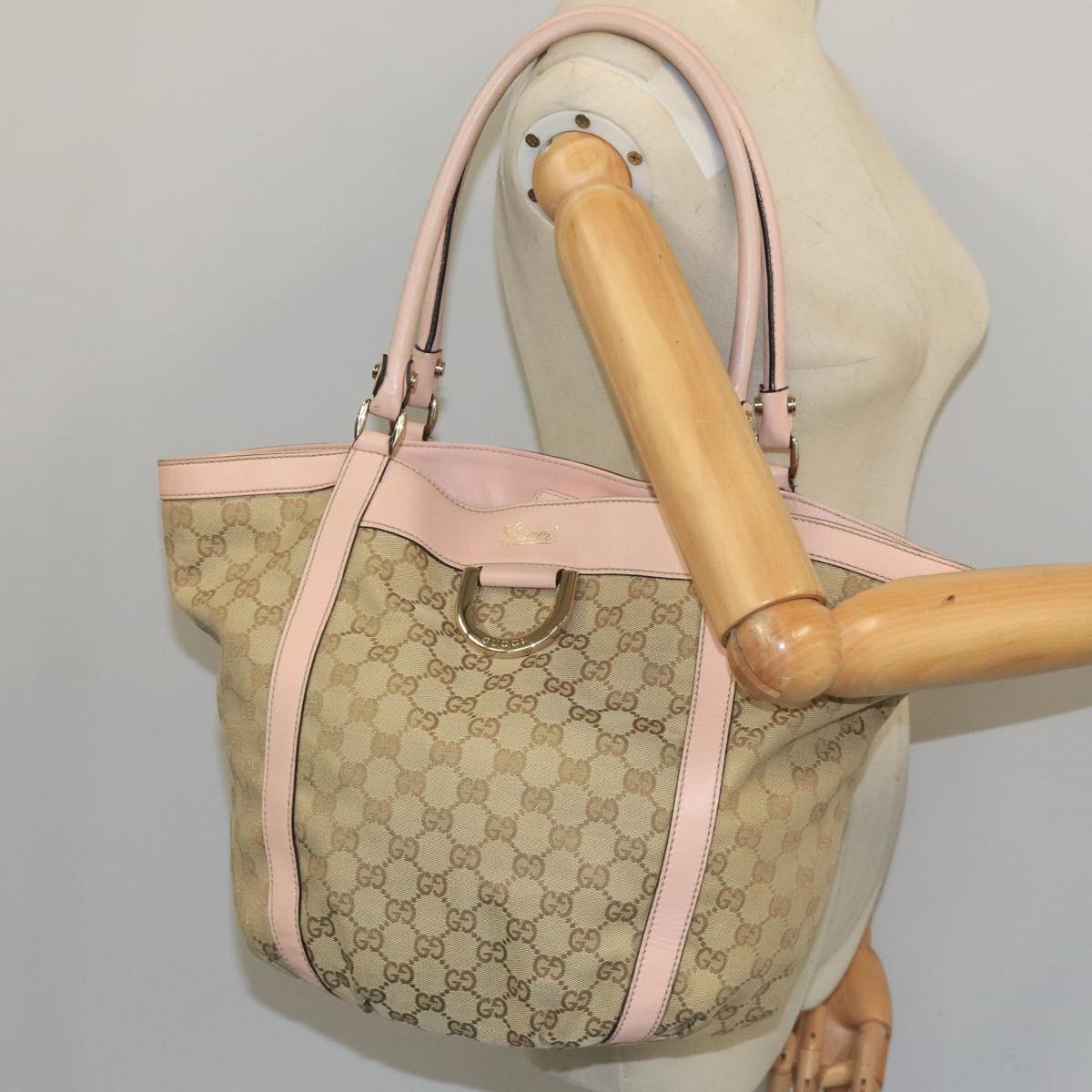 GUCCI GG Canvas Tote Bag Beige 211932 Auth PP095