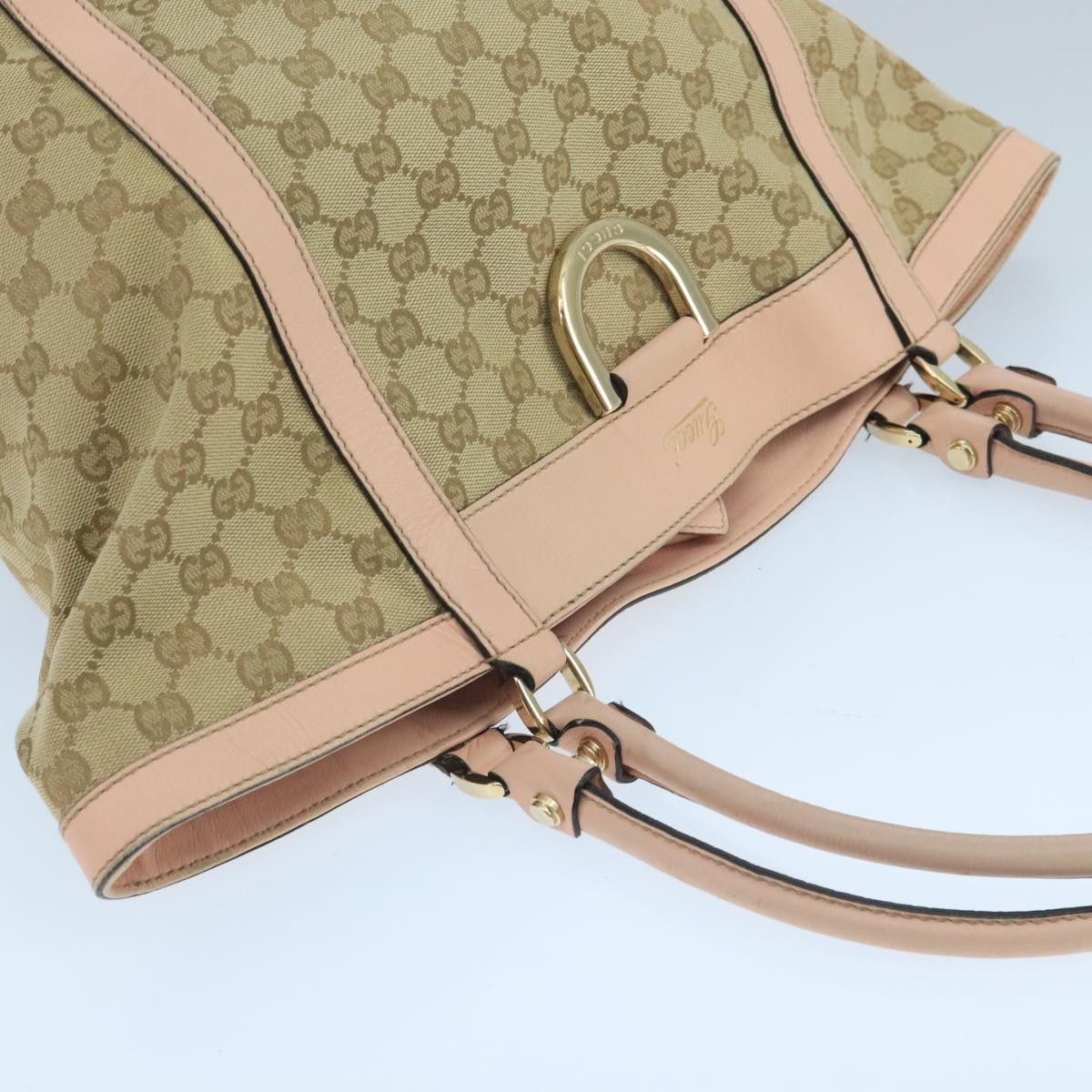 GUCCI GG Canvas Tote Bag Beige 211932 Auth PP095