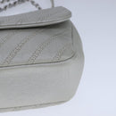 CHANEL Chain Shoulder Bag Leather Gray CC Auth PP141-15