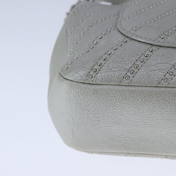 CHANEL Chain Shoulder Bag Leather Gray CC Auth PP141