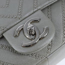 CHANEL Chain Shoulder Bag Leather Gray CC Auth PP141-17
