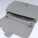 CHANEL Chain Shoulder Bag Leather Gray CC Auth PP141-18