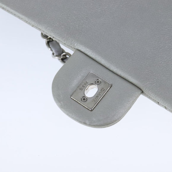 CHANEL Chain Shoulder Bag Leather Gray CC Auth PP141