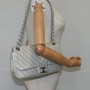 CHANEL Chain Shoulder Bag Leather Gray CC Auth PP141-24