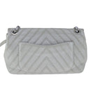 CHANEL Chain Shoulder Bag Leather Gray CC Auth PP141-2