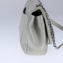 CHANEL Chain Shoulder Bag Leather Gray CC Auth PP141-3