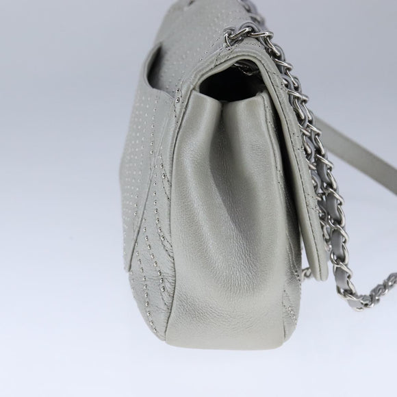 CHANEL Chain Shoulder Bag Leather Gray CC Auth PP141