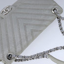 CHANEL Chain Shoulder Bag Leather Gray CC Auth PP141-6
