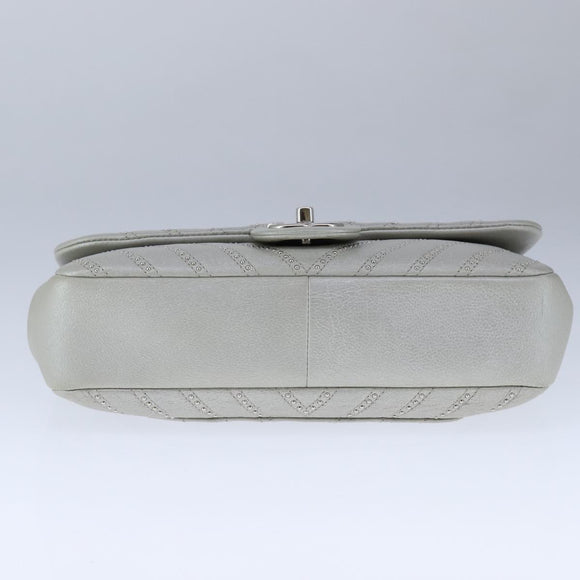 CHANEL Chain Shoulder Bag Leather Gray CC Auth PP141