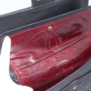 CHANEL Matelasse 25.5 Double Flap Chain Bag Lamb Skin Black Gold CC Auth PP249-12
