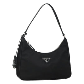 PRADA Shoulder Bag Nylon Black Silver Auth PP309