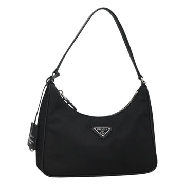 PRADA Shoulder Bag Nylon Black Silver Auth PP309