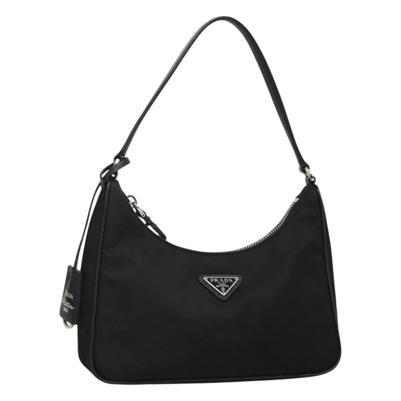 PRADA Shoulder Bag Nylon Black Silver Auth PP309