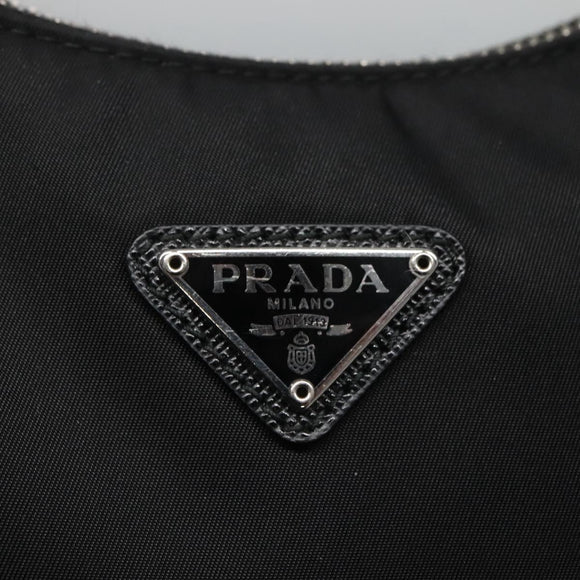 PRADA Shoulder Bag Nylon Black Silver Auth PP309
