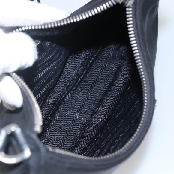 PRADA Shoulder Bag Nylon Black Silver Auth PP309