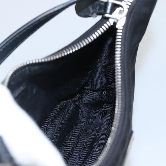 PRADA Shoulder Bag Nylon Black Silver Auth PP309