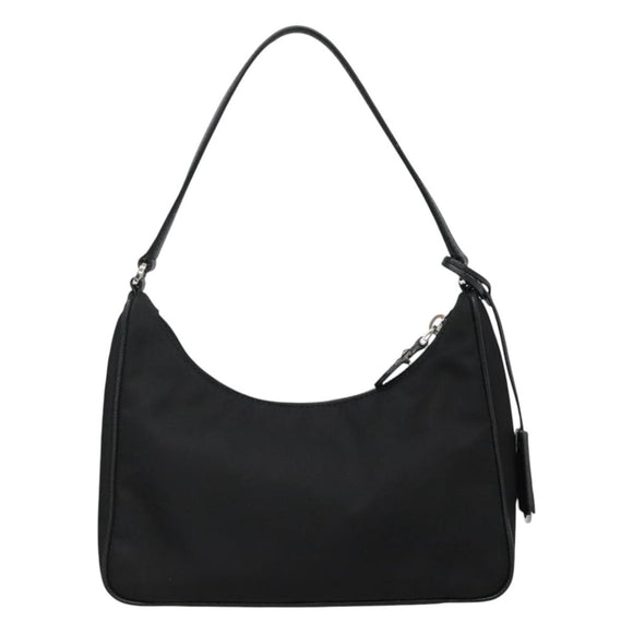 PRADA Shoulder Bag Nylon Black Silver Auth PP309