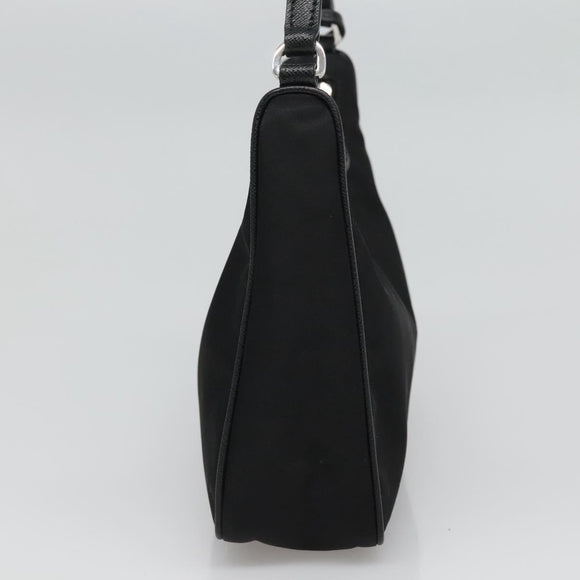 PRADA Shoulder Bag Nylon Black Silver Auth PP309