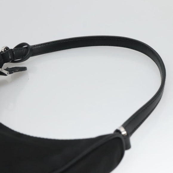 PRADA Shoulder Bag Nylon Black Silver Auth PP309